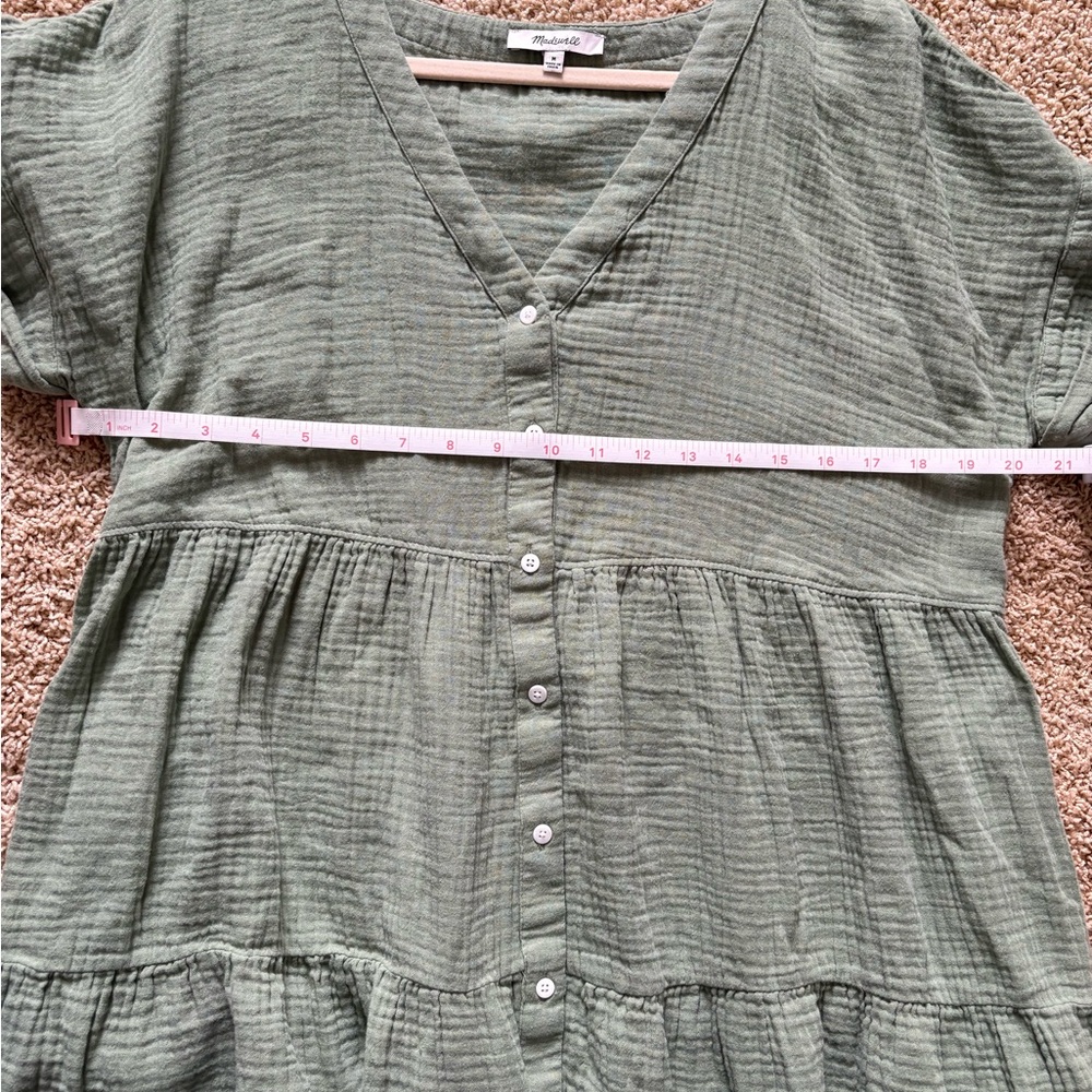 Madewell Sage Green Button-Front Mini Dress - Picture 9 of 10